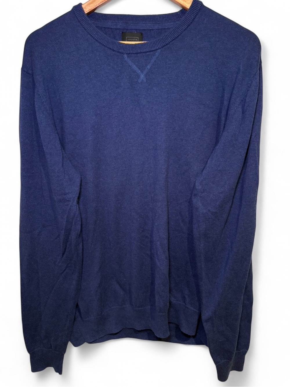14th & Union Cotton Cashmere Blue Long Sleeve Crewneck Pullover Sweater Men’s XL